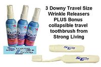 Strong Living Wrinkle Releaser 3 Count, Travel Size Light Fresh Scent 3 Fl Oz. Bundled with Bonus Strong Living Folding Travel Toothbrush