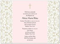 Vintage Floral III Taupe & Pink Baptism Invitations Christening Invitations - Set of 20