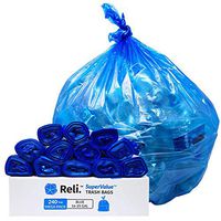 Reli. SuperValue 16-25 Gallon Recycling Bags (240 Count, Bulk) Blue Trash Bags 30 Gallon Strength (16 Gal - 20 Gal - 30 Gal Capacity), Bulk
