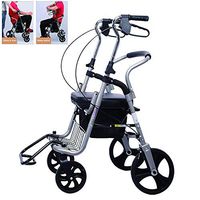 DNNAL Rolling Walkers Multifunction Luxury Aluminum Walker Foldable and Rest, Elderly Shopping Cart with Pedal