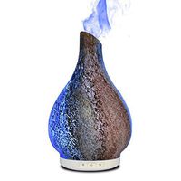 Moonstone Aromatherapy Essential Oil Glass Diffuser, Cool Mist Ultrasonic Humidifier Sandblasted Glass Colorful LED White Glow 120ml Capacity with Safety Auto-Shut Off Feature