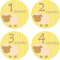 Home-organizer Tech Baby Month Stickers Cartoon Sheep Boy Girl 1-12 Monthly Milestone Sticker Best Birthday Shower Gift Party Photo Age Sticker