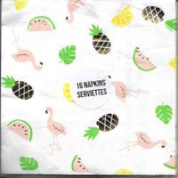Meri Meri Lunch Napkins 'flamingo, Pineapples" 16 Count