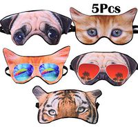5 Pack Cute Animal Funny Sleep Eye Mask for Sleeping Cat Dog Soft Plush Blindfold Sleep Masks Eye Cover Eyeshade for Kids Girls Men Women Plane Travel Nap Night Sleeping