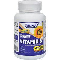 Deva Vegan Vitamins Natural Vitamin E 400iu with Mixed Tocopherols, 90-Count