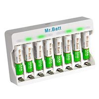 Rechargeable AAA Batteries 8 Pack, Mr.Batt NiMH AAA Batteries with Smart AA AAA Rechargeable Batteries Charger