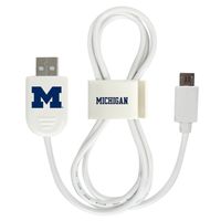 Michigan Wolverines Micro USB Cable with QuikClip - White