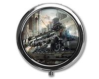 Eareeco - Train Design Round Pill Case/Pill Box/Pill Case/Case- Three-Compartment Pill Box/Pill Case