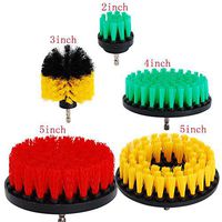 SaferCCTV (Packa of 5) Drill Brush, 2" 3" 4" 5" Diameter Mixed Color Round Drill Powered Stiff Scrub Brush Attachment for Medium Heavy Duty Cleaning (Yellow, Yellow&Black, Red, Green)