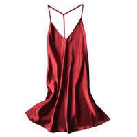 Alalaso Women Sexy Satin Sleepwear Babydoll Lingerie Nightdress Pajamas Without Chest Pad
