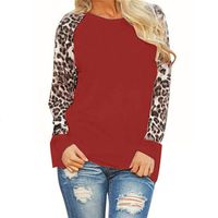 HAPPIShare Merry Christmas T-Shirt Women's Leopard Print Tops Raglan Long Sleeve Pocket Casual Basic Shirts Soft Tunics Top