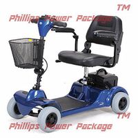 Merits Health Products, Power Package ($500 Value), Mini Coupe 4-Wheel Super Micro Electric Scooter, 16.5"Wx15.5"D, Blue - Phillips Power Package TM - to $500 Value