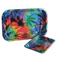 Metal Cigarette Rolling Tray Grinder Holder Trays 11.3"x7.5" Hand Roller Accessories (Leaves, Medium (11.3"x7.5")