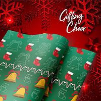 eVincE Christmas wrapping paper ⌡Xmas wrapping paper green⌡ Christmas bells paper ⌡ kids, adults, friends, bff, family ⌡ Wrap with rich christmas facts