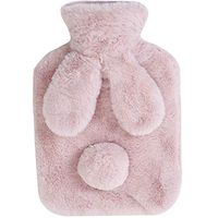 XINdream Rabbit Ears Hot Water Bottle, PVC Injection Hot Water Bottle with Soft Flannelette Cover, Hot or Cold Water Bag for Pain Relief