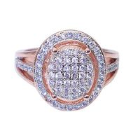 Slendima Exquisite Rhinestones Inlaid Ring Women Fashion Wedding Engagement Banquet Rose Gold Jewelry Rose Gold US 10