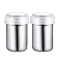 LOHOME Stainless Steel Fancy Coffee Dredger Cocoa Powder Shaker with Fine-mesh Lid & Translucent Plastic Cover for Baking & Cooking At Home / Restaurant (2-Pieces)
