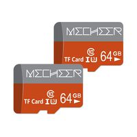 Micro SD Card 64GB 2 Pack, MECHEER Memory Card Micro SD Card Mini TF Card Class 10 UHS-I Flash Memory Card High Speed 85MB/s C10, U3, Full HD, 64GB microSD Card, Red/Gray