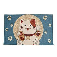 super1798 Cats Pattern Non-slip Carpet Bathroom Door Mat Water Absorption Floor Rug Decor Light Blue