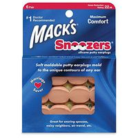 Mack’s Snoozers Silicone Putty Earplugs - 6 Pair – Comfortable, Moldable Silicone Ear Plugs for Sleeping, Snoring, Loud Noise & Traveling