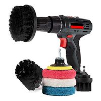 EZ Scrub Drill Brush And Pad Bundle Set - High Performance Accessory Drill Attachments For Deep Cleaning - Multi Use - Bathroom, Grout, BBQ, Tile, Brick, Tires, Kitchen, Carpet, Boats, RV's (Black)