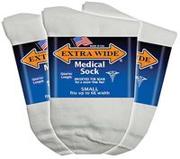 Extra Wide White Womens Medical (Diabetic) Quarter (Anklet) Sock 3PK - Size 6.5-9.5 Up to 6E, Antimicrobial, Made in USA!