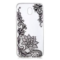 Clear Case for Samsung Galaxy J3 2018,Aoucase Ultra Thin Art Pattern Soft TPU Rubber Shockproof Non-Slip Back Case with Black Dual-use Stylus,Black Lace Flower