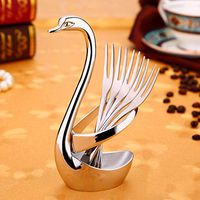 Exquisite Swan Rack Fruit Forks Set Restaurant Decorations Tableware Stainless Steel Forks for Dishes Cake Dessert Snack Decor Gift Set