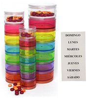 Spanish Stackable 7 Day Pill Organizer - Includes Spanish Day of Week Labels (Large)
