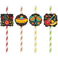 Amscan 460392 Disposable Paper Straws, 9", Multicolor
