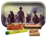 Bundle - 5 Items - RAW King Size Supreme, 110 Roller and Pre-Rolled Tips, Rolling Paper Depot Kewltube with Leaf Lock Gear Rolling Tray (Walking Zombies)