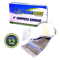Primacare WB-7701-CS Sterile 4" Compress Bandage, 72" Length (Box of 12 Medical Gauze Bandage Rolls)