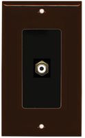 RiteAV - 1 RCA White for Subwoofer Audio Port Wall Plate Decorative - Brown & Black - Bracket Included