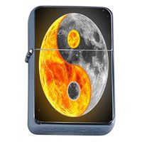 Ying & Yang Chinese Philosophy Flip Top Oil Lighter S12 Smoking Cigarette Smoker Includes Silver Case Yin Yang