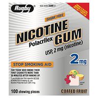 NICOTINE GUM 2MG COAT FRUIT NICOTINE POLACRILEX-2 MG LT Brown 100 CT UPC 305363386014