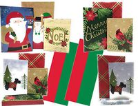 Christmas Holiday Printed Gift Wrapping Boxes with Lids and Tissue Paper Bundle - 16 Boxes Assorted Sizes, 30 Sheets Red and Green Tissue