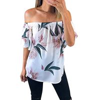 Gyoume Sexy Tops Women Tops Blouse Summer Off Shoulder Tops Casual Party Shirt Blouse (XL, White)