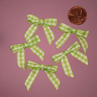 Mini Green and White Checkered Gingham Bows (50)