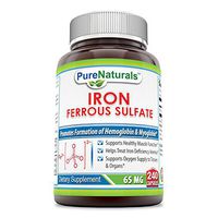 Pure Naturals Ferrous Sulfate, 65 mg, 240 Tablets - *Supports Healthy Muscle Function & Oxygen Supply to Tissue & Organs*