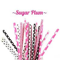 Aimeart Paper Straw 25-piece Set, 7.5" long, Sugar Plum