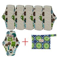 7pcs Set:1pc Mini Wet Bag +6pcs Bamboo Panty Liner Mama Cloth Menstrual Pads Reusable Sanitary Pads (S, Owl)