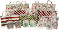 Christmas Gift Bag Kraft Variety Pack (24 Pieces) - 24 High Quality Kraft Gift Bags with Foil Various Sizes - iDeal Brandz
