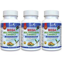 3 Pack of MEGA MULTIVITAMIN Multi-Vitamins & Minerals Supplement. Everyday Liquid Multivitamins Capsules for Adult Men & Women Daily Health