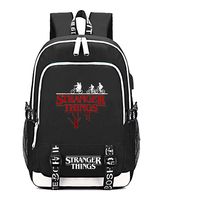 Aleven Stranger Things Backpack, Laptop Headphone Power Bank Backpack With USB Charging Porttravel Sport For Adult Men Women Boy Girl Black ...