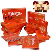 Red Christmas Gift Boxes with Lids (12 Pack) | 4 Each of Shirt Boxes, Robe Boxes & Lingerie Boxes | Premium Christmas Boxes for Presents | Assorted Small, Medium & Large Boxes for Wrapping Gifts