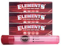 Elements Red 1 1/4 Slow Burn Hemp Papers (3 Packs) with Rolling Paper Depot KewlTube
