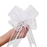 LazyMe Pull Bow, Large, Organza, 6 Inches, for Birthday, Baby Shower, Wedding, Christmas, Holiday Decoration, Party Gift Wrap (White, 10 Pcs)