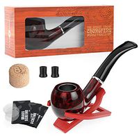 Joyoldelf Tobacco Pipe, Classic Smoking Pipe with Foldable Pipe Stand Holder, Cork Knocker, Pipe Bits & Pipe Screens