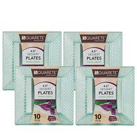 Squarete Hexagons Translucent Green Hard Plastic Elegant Disposable Plates, Bowls & Cups (4, 4" Dessert Plates)