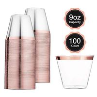 100 Rose Gold Cups 9 Oz Rose Gold Plastic Cups Fancy Disposable Wedding Cups Elegant Party Cups with Rose Gold Rim Flexible Party Wedding Rose Gold Plastic Tumblers by KARRAHOME